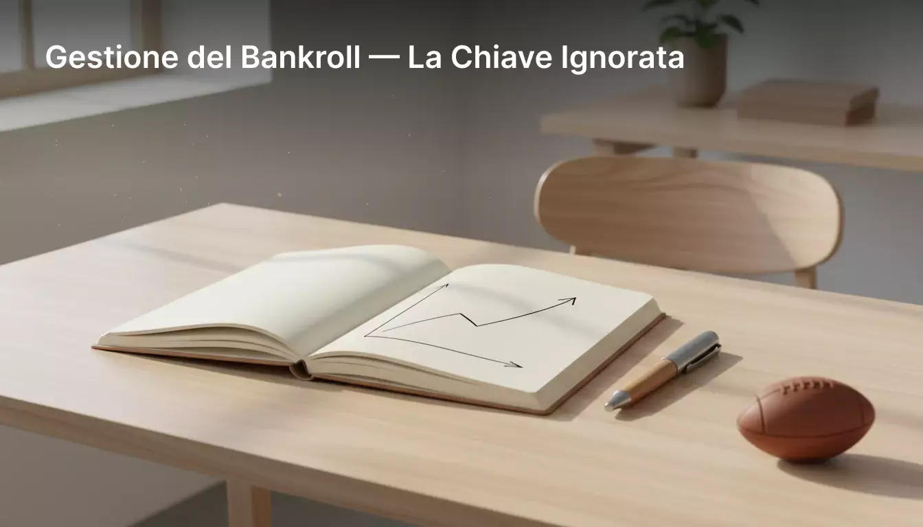 Notebook con grafico ROI scommesse e penna su scrivania ordinata